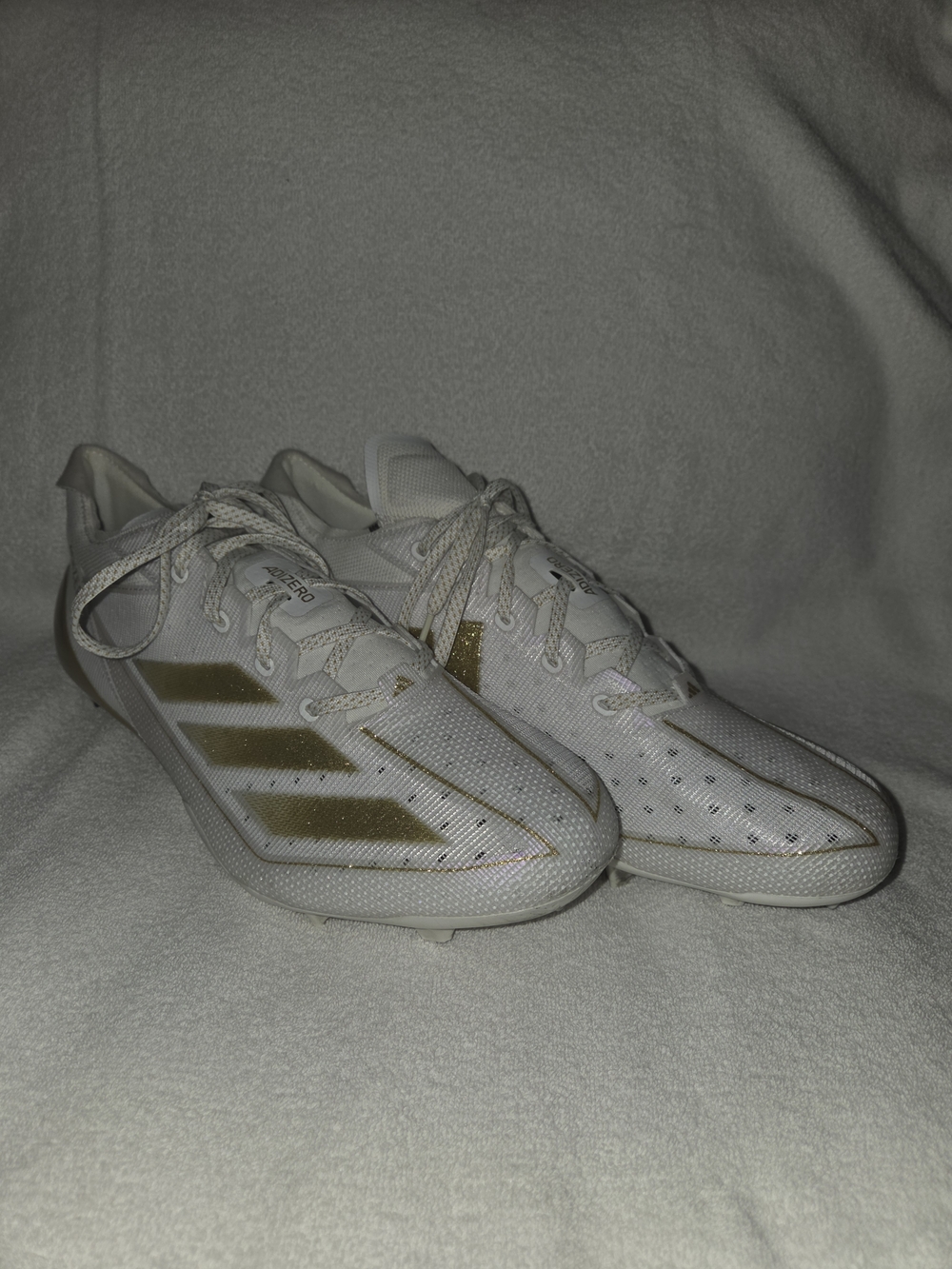 Adidas Adizero White & Gold Football Cleats, M 13.5,